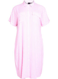 Lange overhemdjurk met korte mouwen, Roze