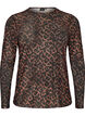 Mesh blouse met print, Bruin, Packshot image number 0