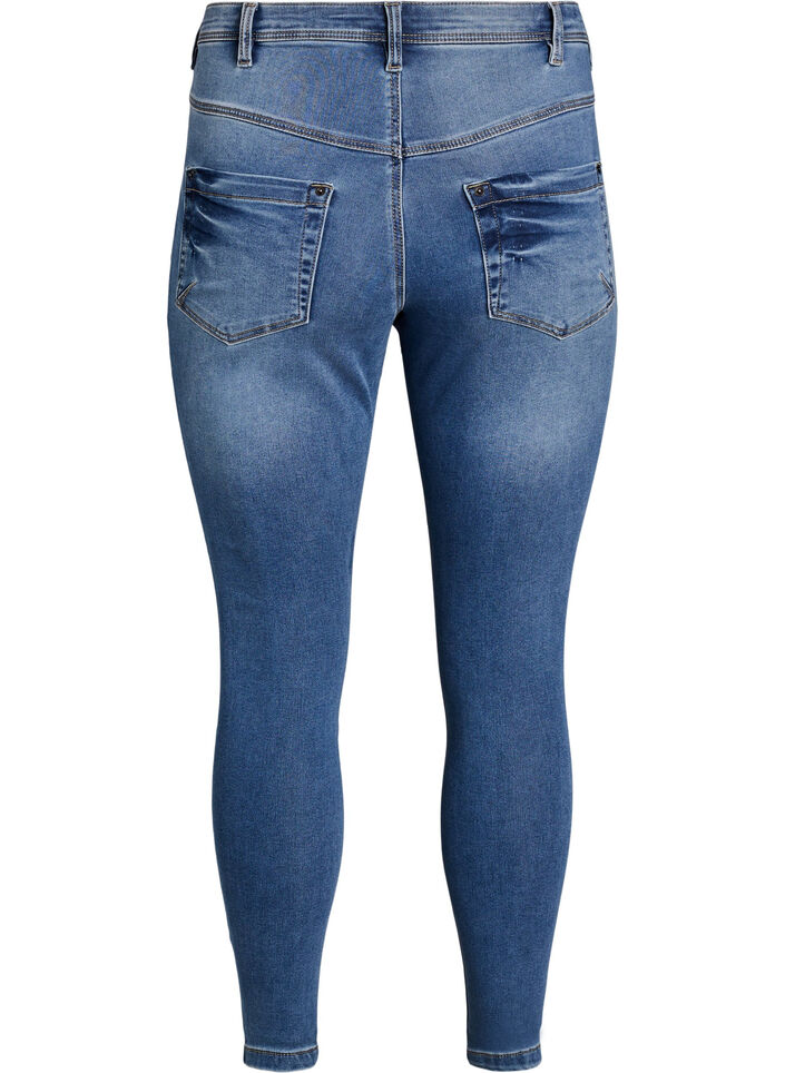 Gecropte Amy jeans met ritssluiting details, Blauw, Packshot image number 1