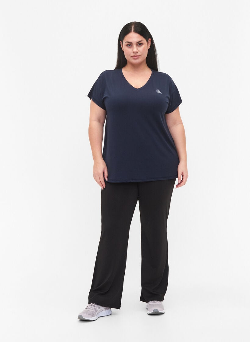 Losvallend trainings-T-shirt met V-hals, Blauw, Model image number 1