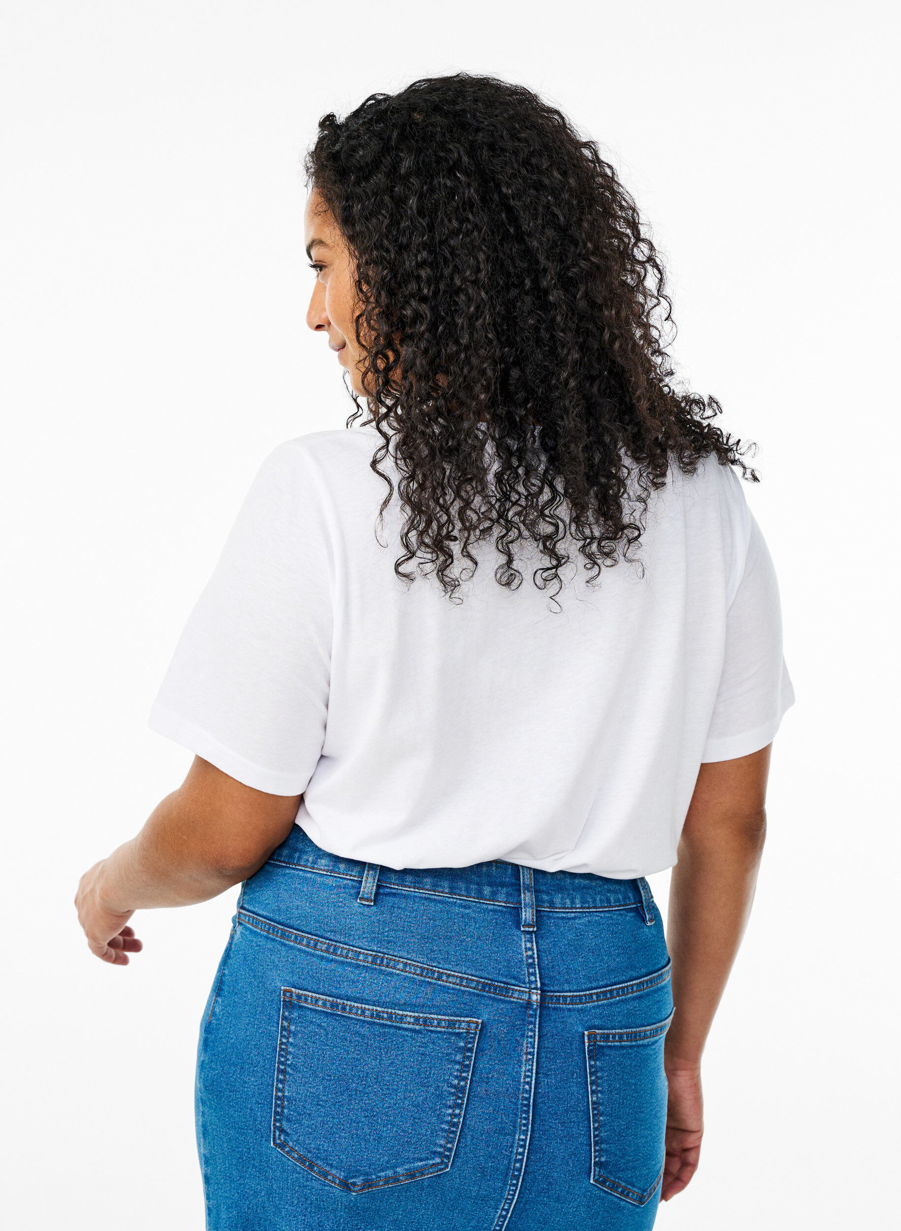 Zizzi 2-pack T-shirts met V-hals, Zwart, Model image number 2