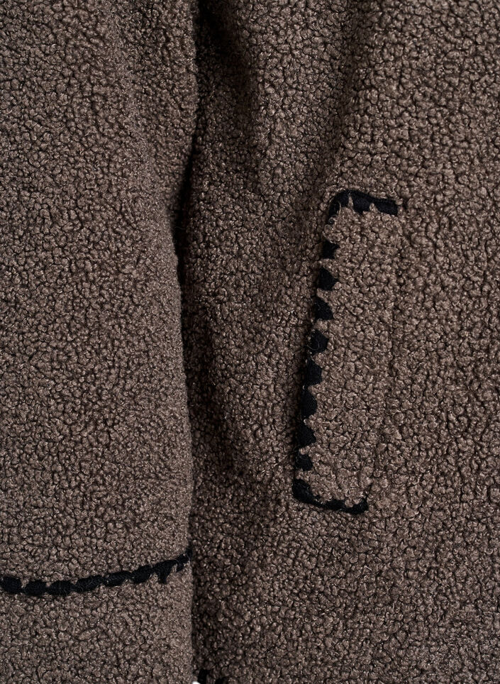 Teddy jas met contrast details, Bruin, Packshot image number 3