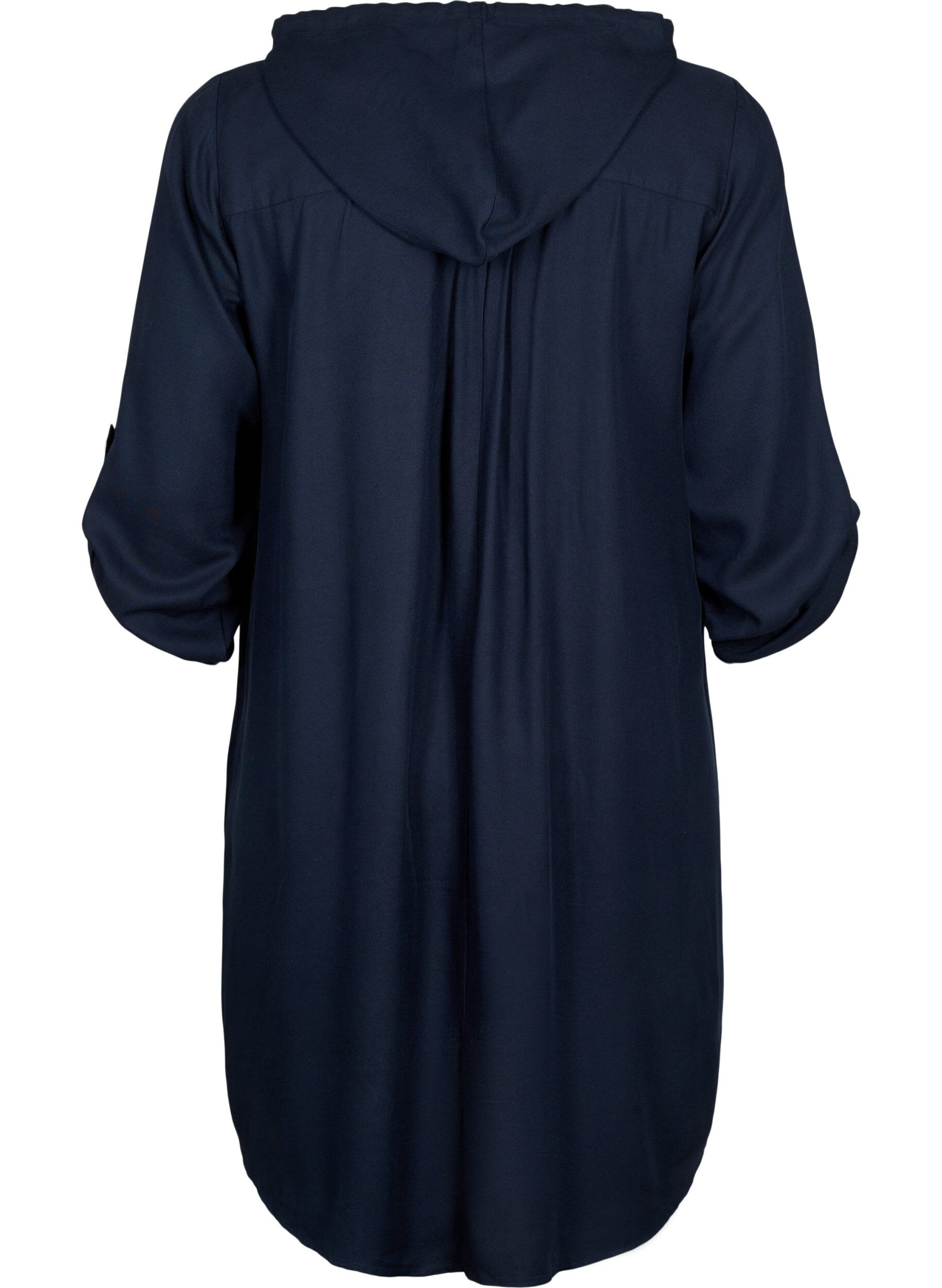 Zizzi Tuniek van viscose met capuchon, Navy Blazer, Packshot image number 1