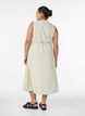 Mouwloze gestreepte midi jurk in linnen en viscose, Groen, Model image number 1