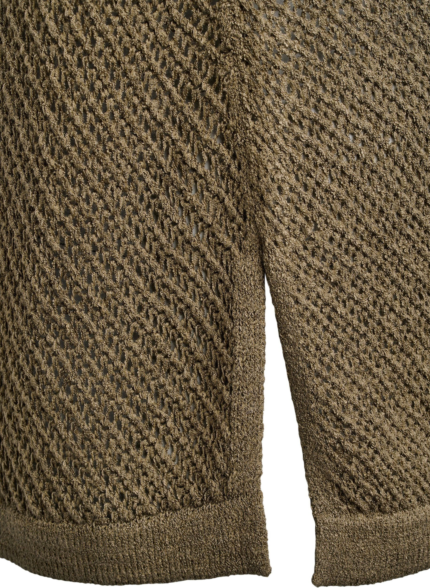 Zizzi FLASH - Mouwloze gebreide top met V-hals, Groen, Packshot image number 3