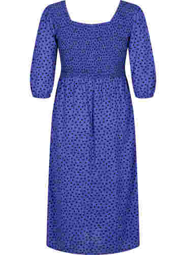 Gestippelde viscose jurk met smok, R.Blue w. Black Dot, Packshot image number 1