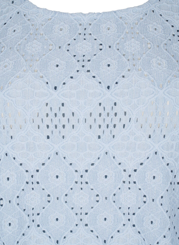 Blouse met korte mouwen en patroon met kant, Cashmere Blue, Packshot image number 2