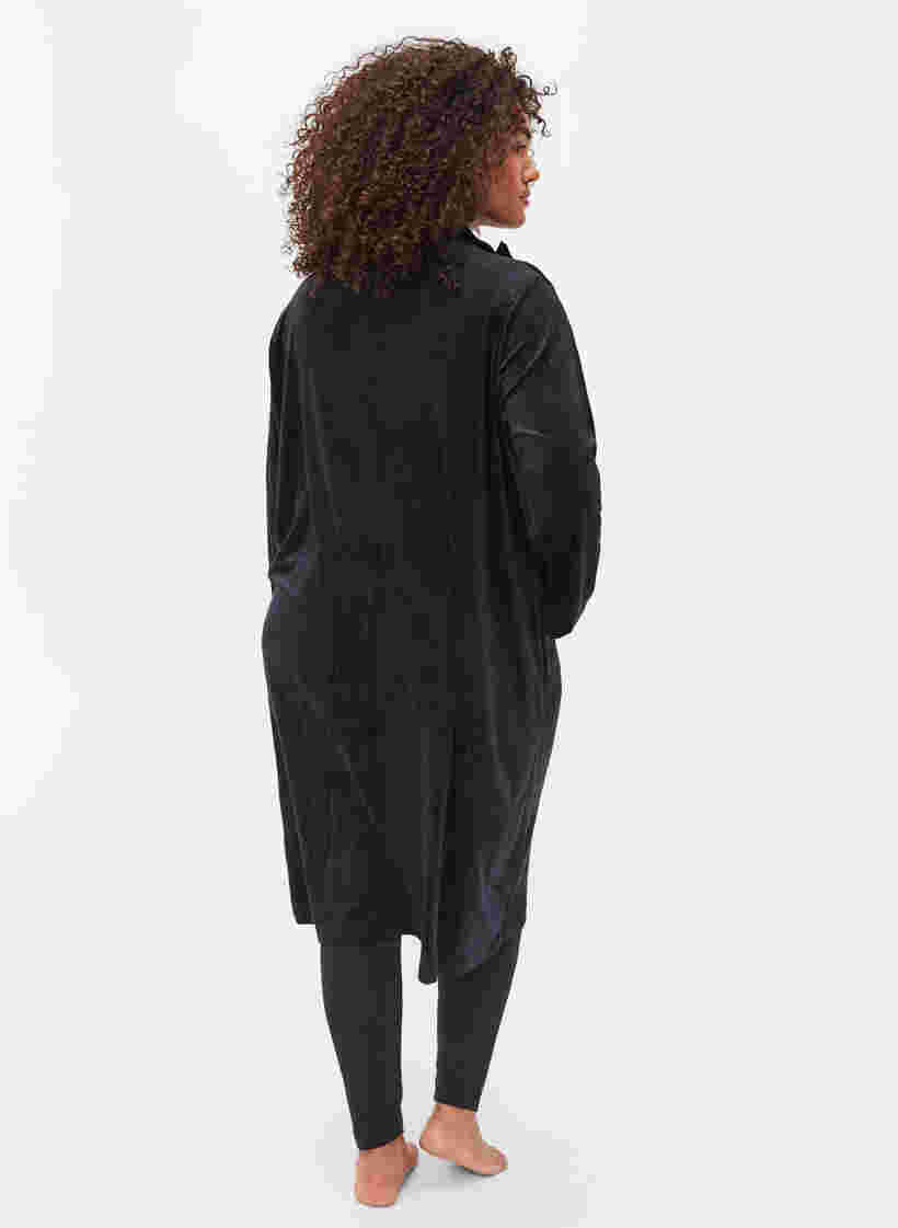 Velours jurk met rits en zakken, Black, Model image number 1