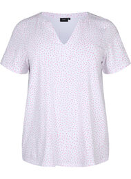 Katoenen t-shirt met stippen en V-hals, B.White/S. Pink Dot