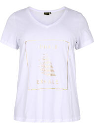 Katoenen sport t-shirt met print, White w. inhale logo