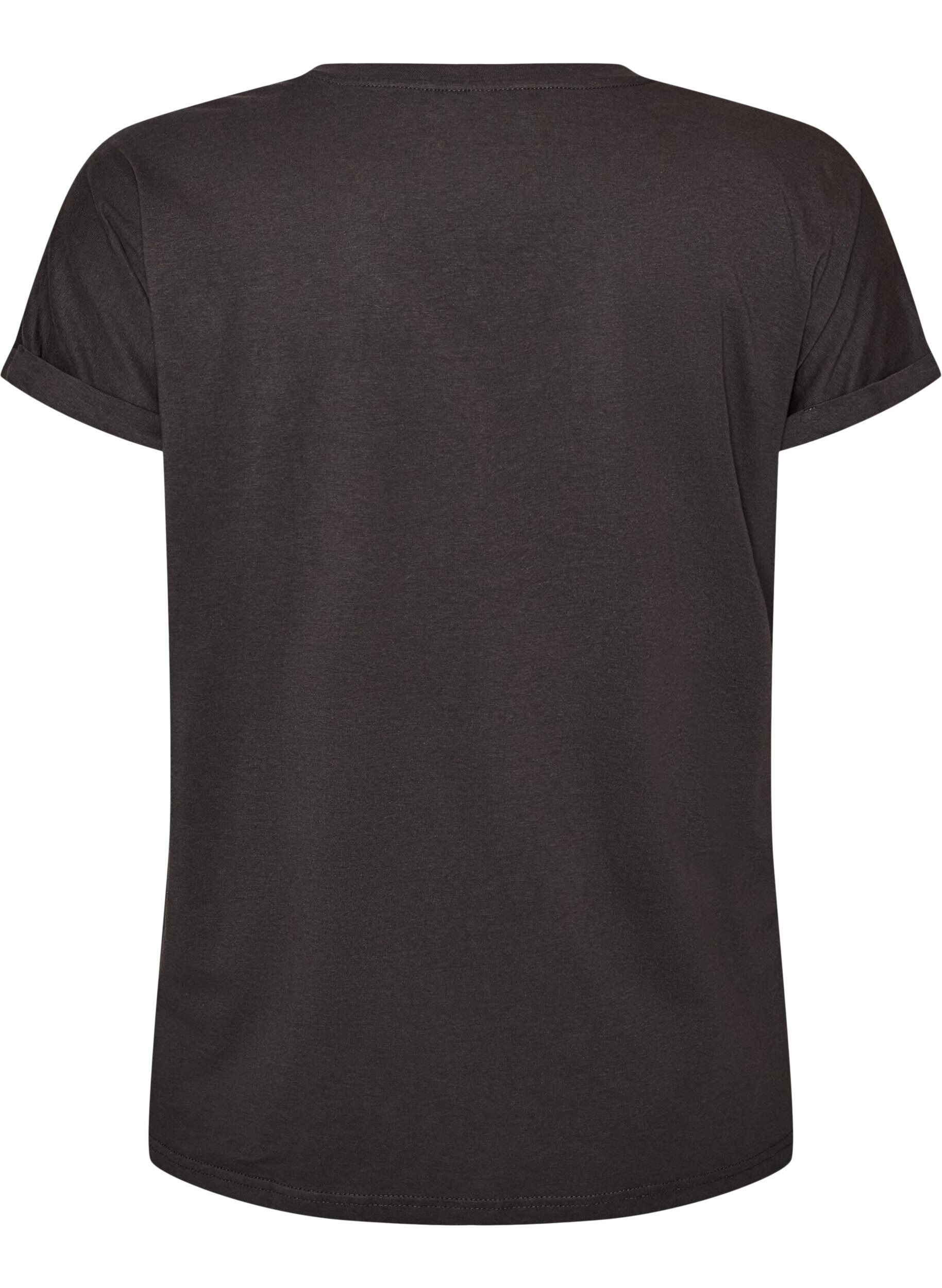ZizziKatoenen T-shirt met goudkleurige folieprint, Grijs, Packshot image number 1