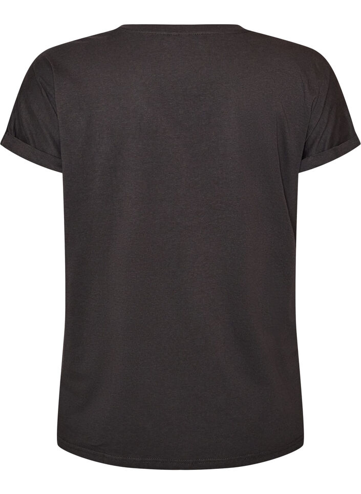 Katoenen T-shirt met goudkleurige folieprint, Grijs, Packshot image number 1