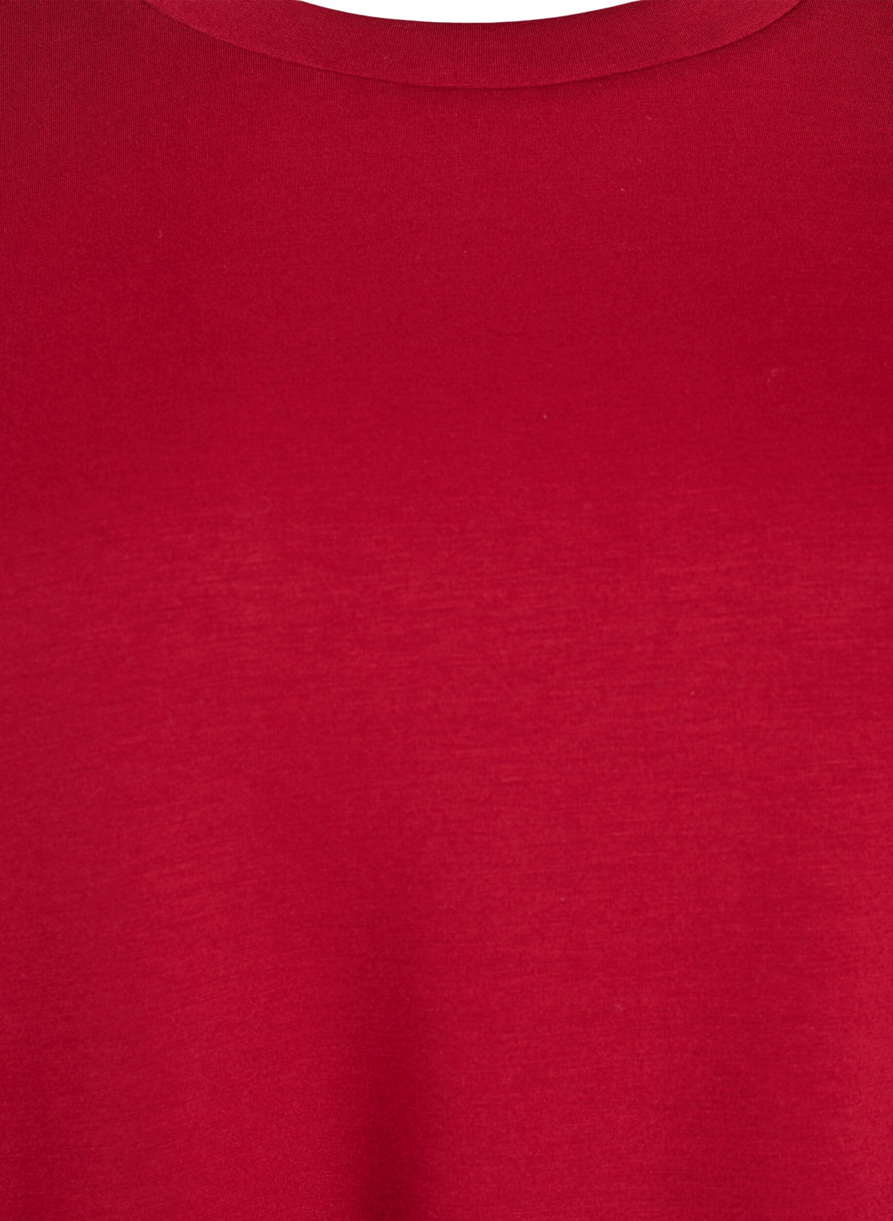 Zizzi Korte loose-fit T-shirt in modalblend, Rood, Packshot image number 2