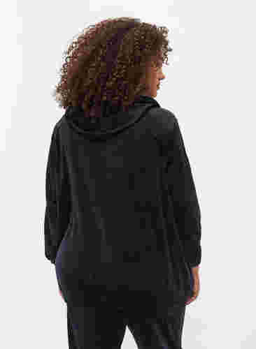 Velours vest met rits en capuchon, Black, Model image number 1