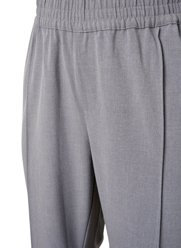 Grijs gemêleerde broek met elastiek in de taille, Medium Grey Melange, Packshot image number 2