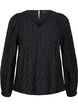Lange mouwen blouse met patroon en V-hals, Black, Packshot image number 0