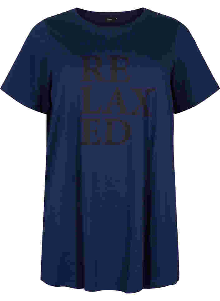 Oversized slaap t-shirt van biologisch katoen, Peacoat W. relaxed, Packshot image number 0
