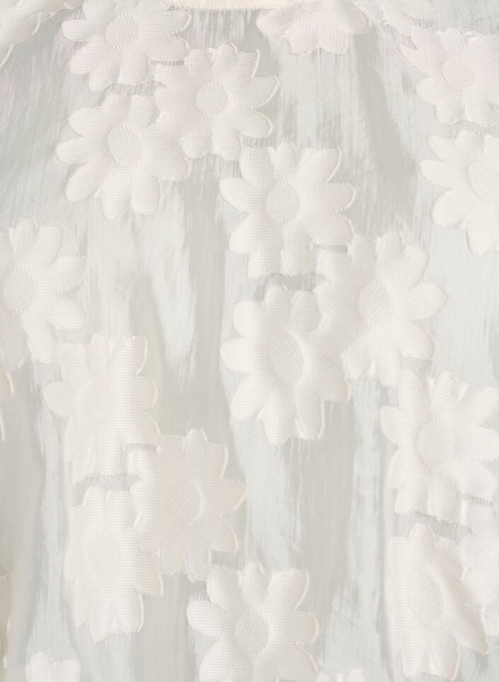 Mouwloze top in jacquard met een bloemenstructuur, Vanille, Packshot