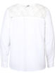 Blouse met lange mouwen en kanten detail , Bright White, Packshot image number 1
