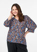 Blouse met V-hals en 3/4-mouwen, Blauw, Model image number 0