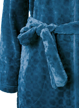 Gedessineerde kamerjas met rits en zakken, Blue Coral, Packshot image number 2