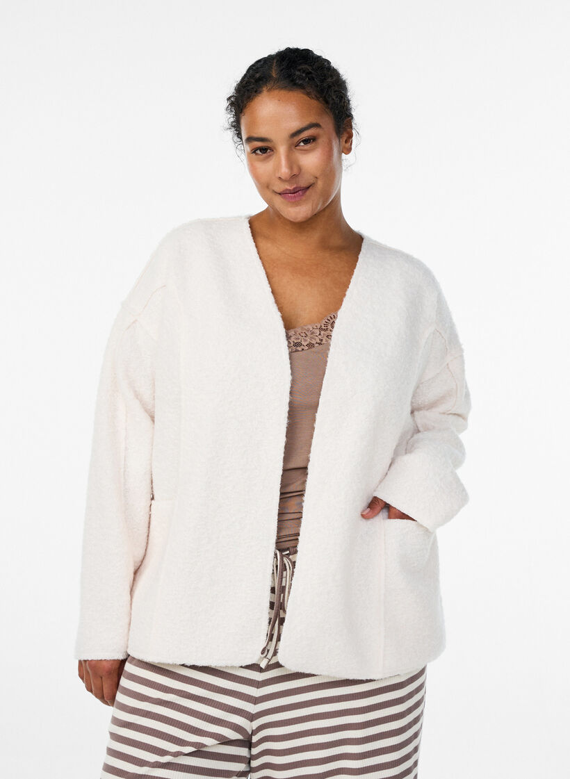 Losvallend vest met zakken, Vanille, Model image number 0