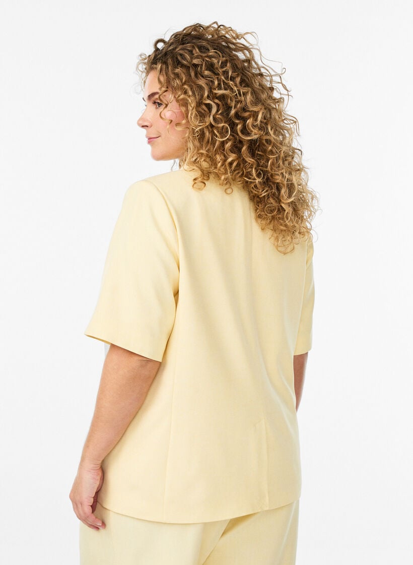Blazer met korte mouwen en revers, Geel, Model image number 2