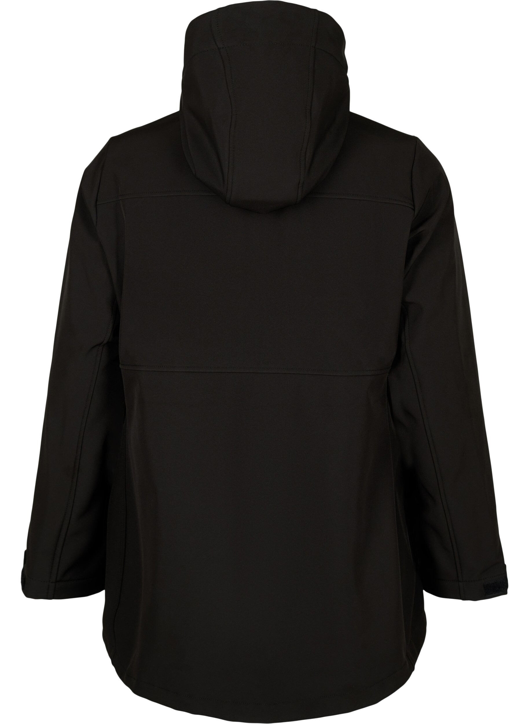 Zizzi Korte softshell jas met zakken, Black, Packshot image number 1