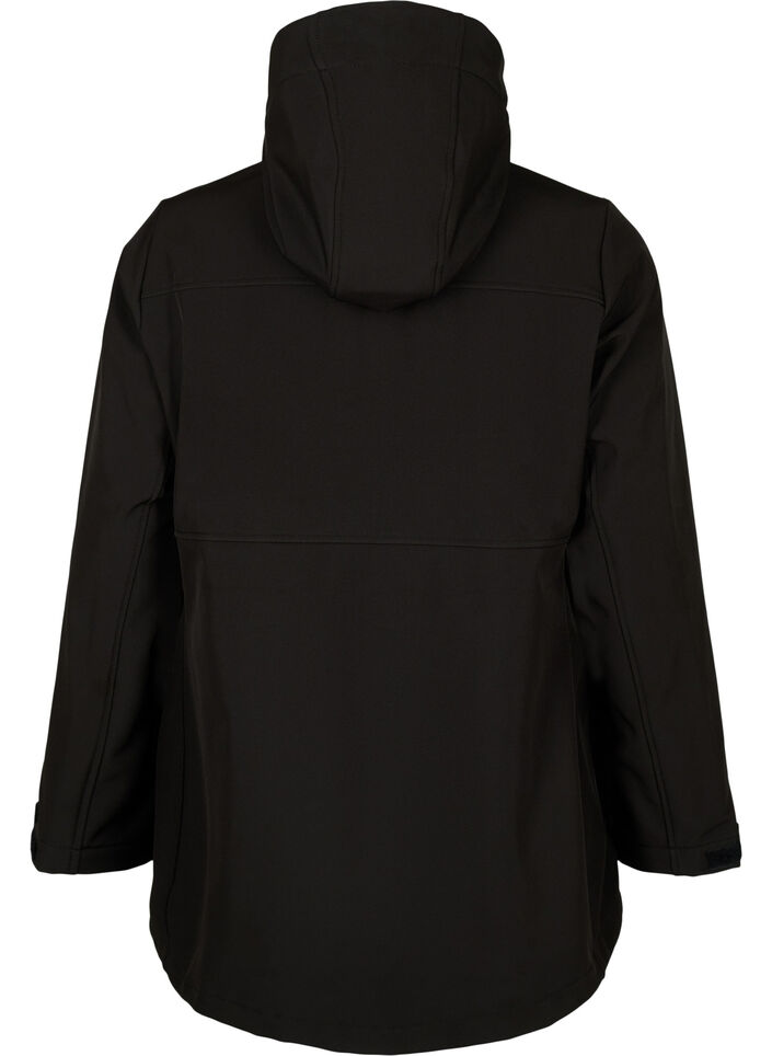 Korte softshell jas met zakken, Black, Packshot image number 1