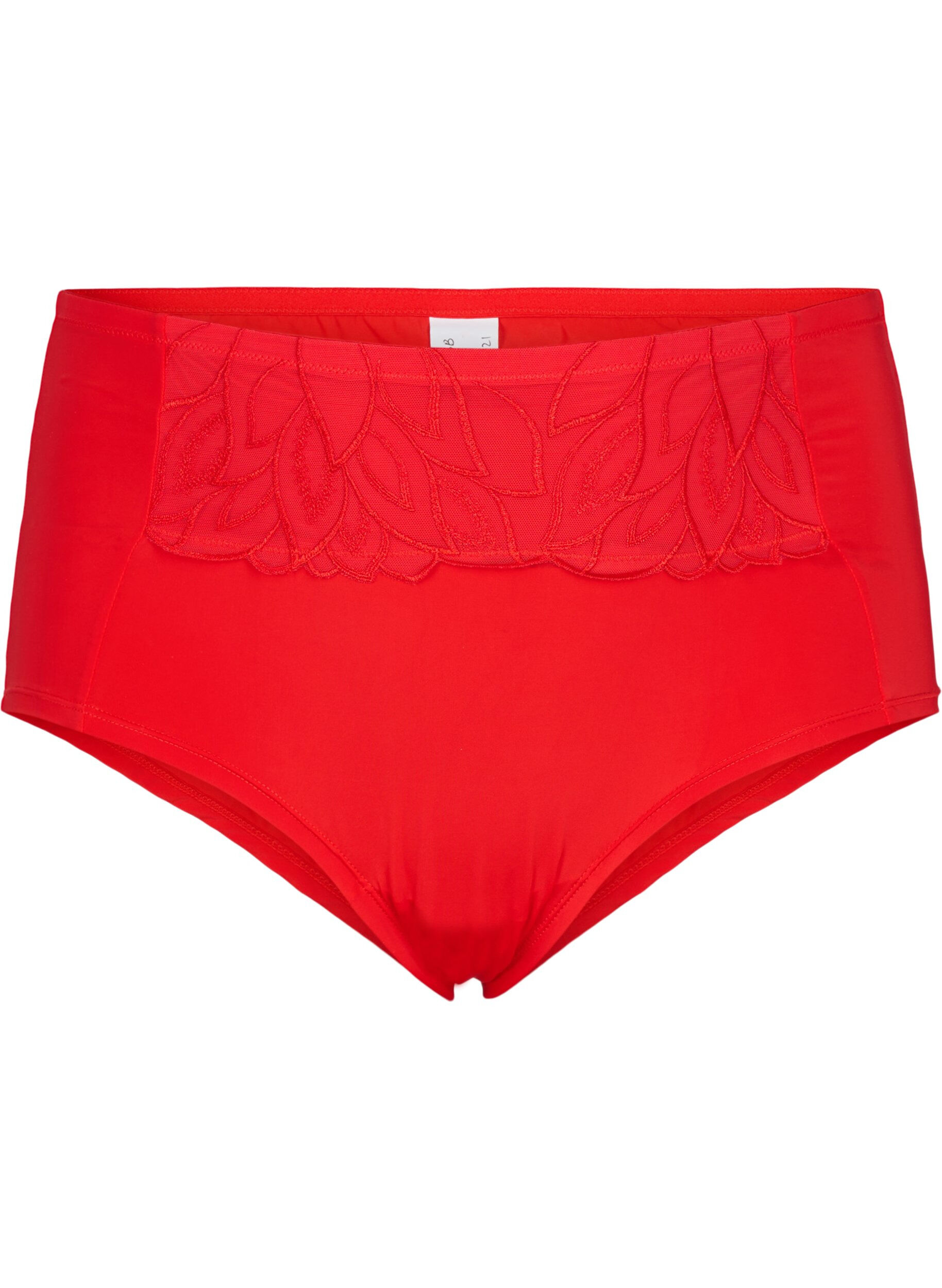 Zizzi Kanten hipster met regelmatige taille, Salsa, Packshot image number 0