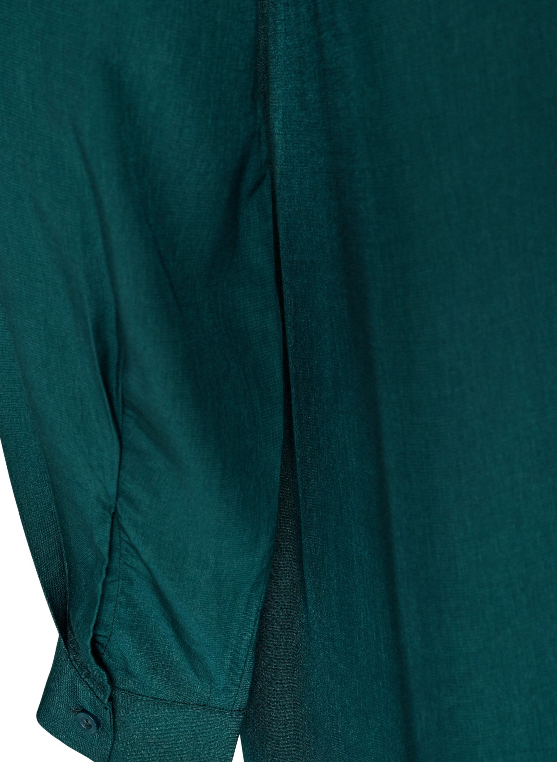 ZizziKorte overhemdjurk met ruchelaag, Groen, Packshot image number 3