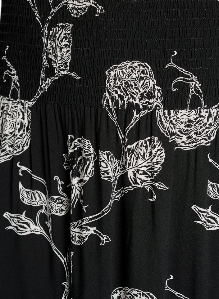 Viscose maxi-rok met smock, Zwart, Packshot image number 2