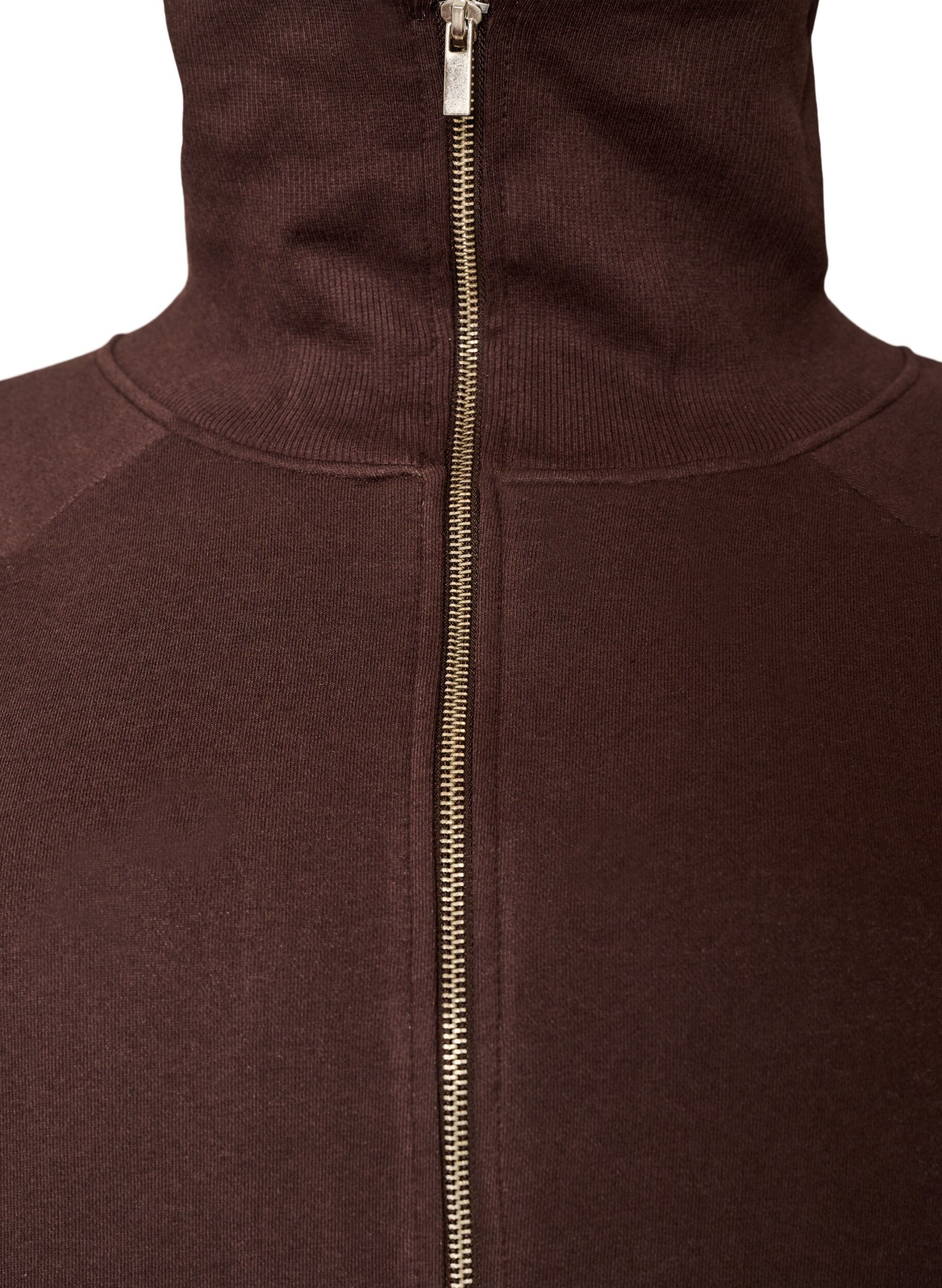 ZizziSweatvest met hoge kraag en rits, Bruin, Packshot image number 2