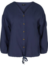 Katoenen blouse met verstelbare onderkant, Mood Indigo