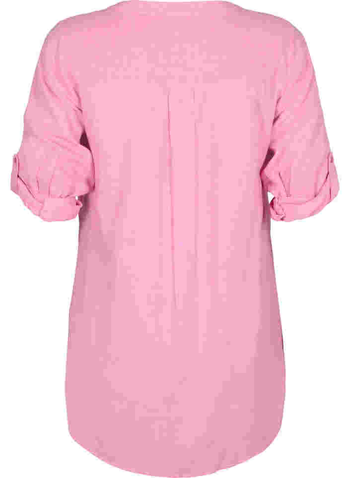Lange blouse met 3/4 mouwen en v-hals, Rosebloom, Packshot image number 1