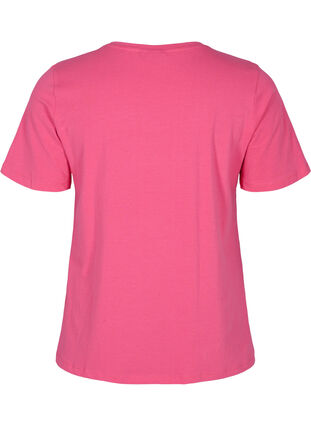 Basic t-shirt in effen kleur met katoen, Hot Pink, Packshot image number 1