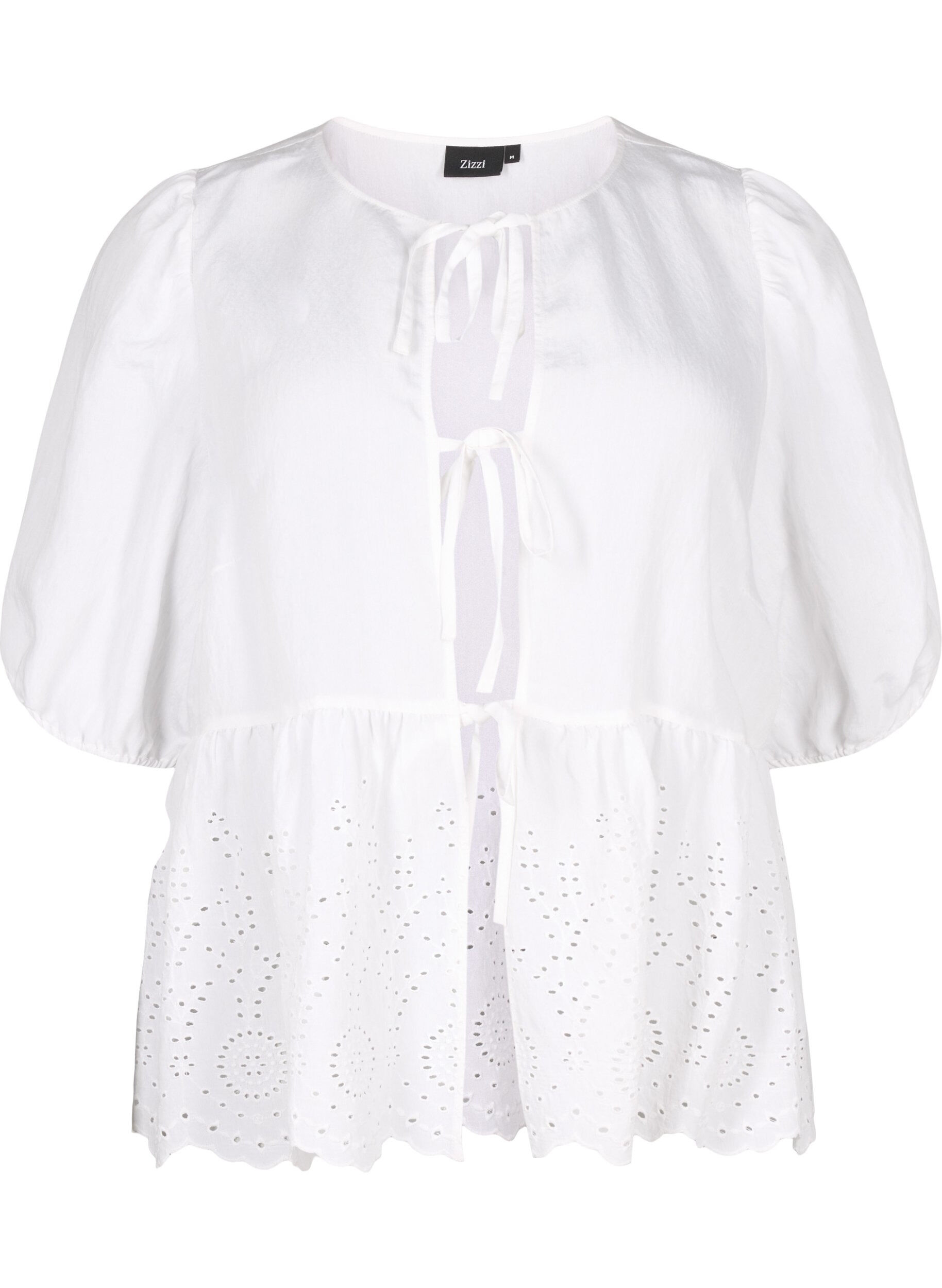 Zizzi Viscose blouse met anglaise borduursel, Bright White, Packshot image number 0