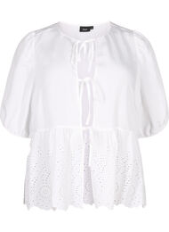 Viscose blouse met anglaise borduursel, Bright White