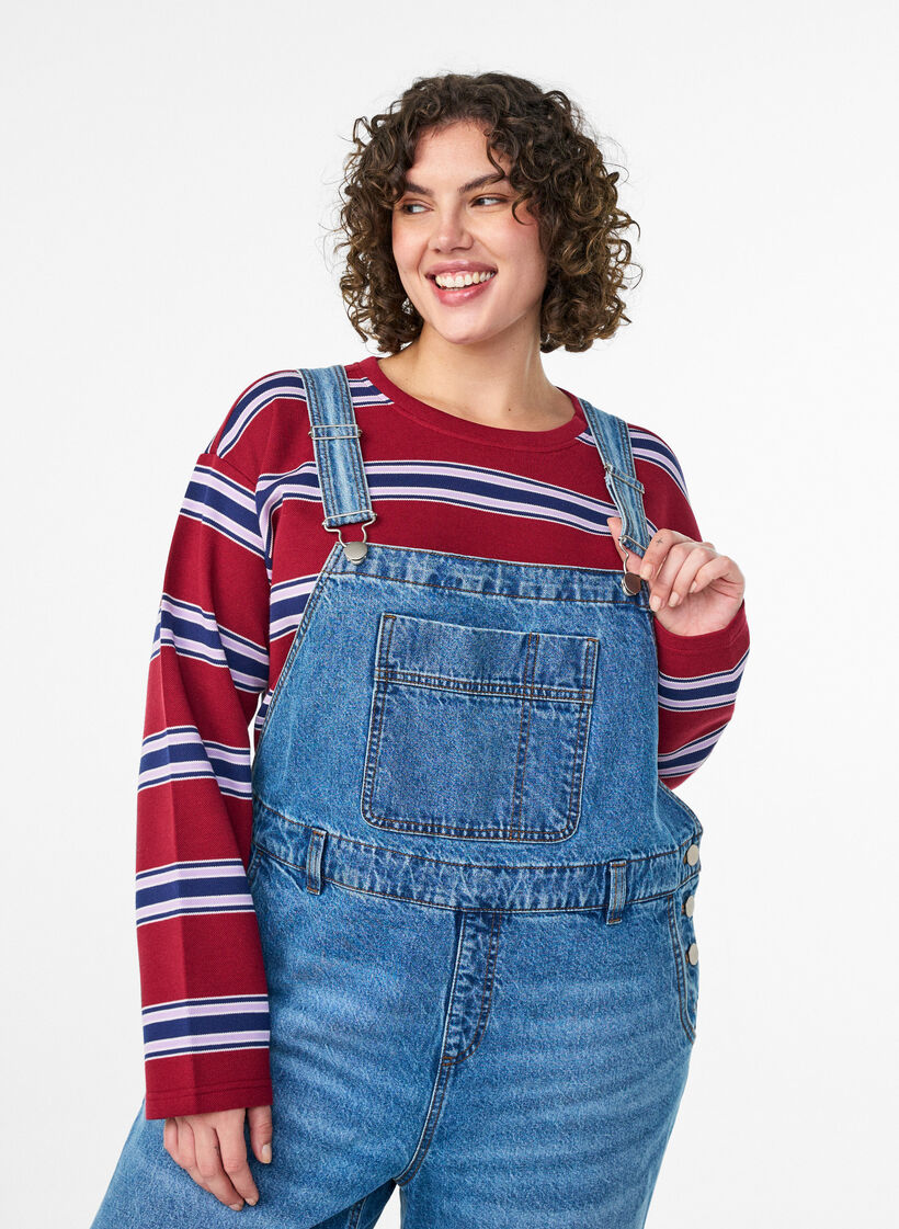 Denim overall met wijde pijpen, Blauw, Model