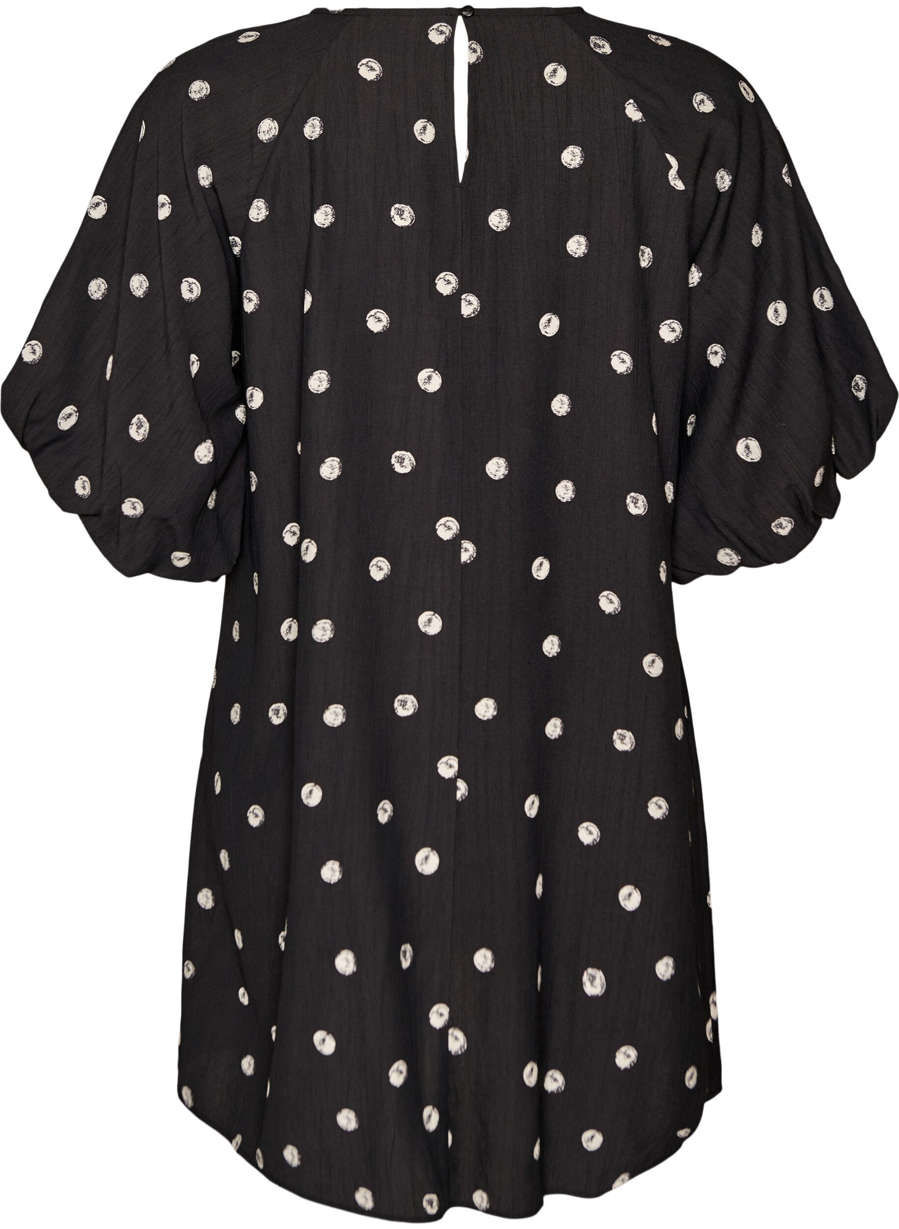 Zizzi Korte viscose jurk met ballonmouwen, 9990, Packshot image number 1