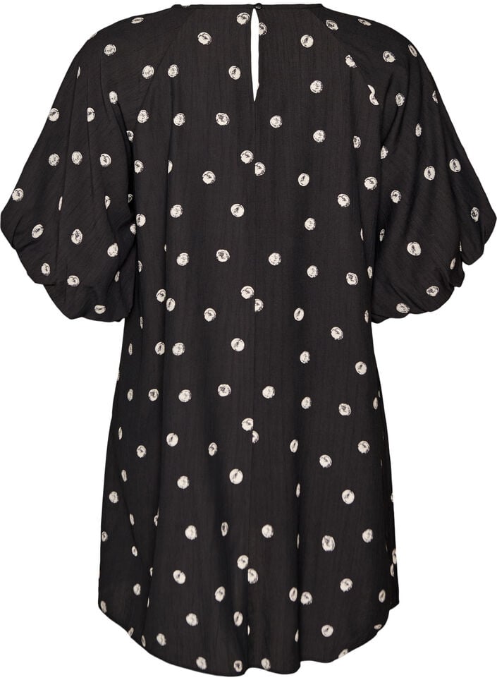 Korte viscose jurk met ballonmouwen, 9990, Packshot