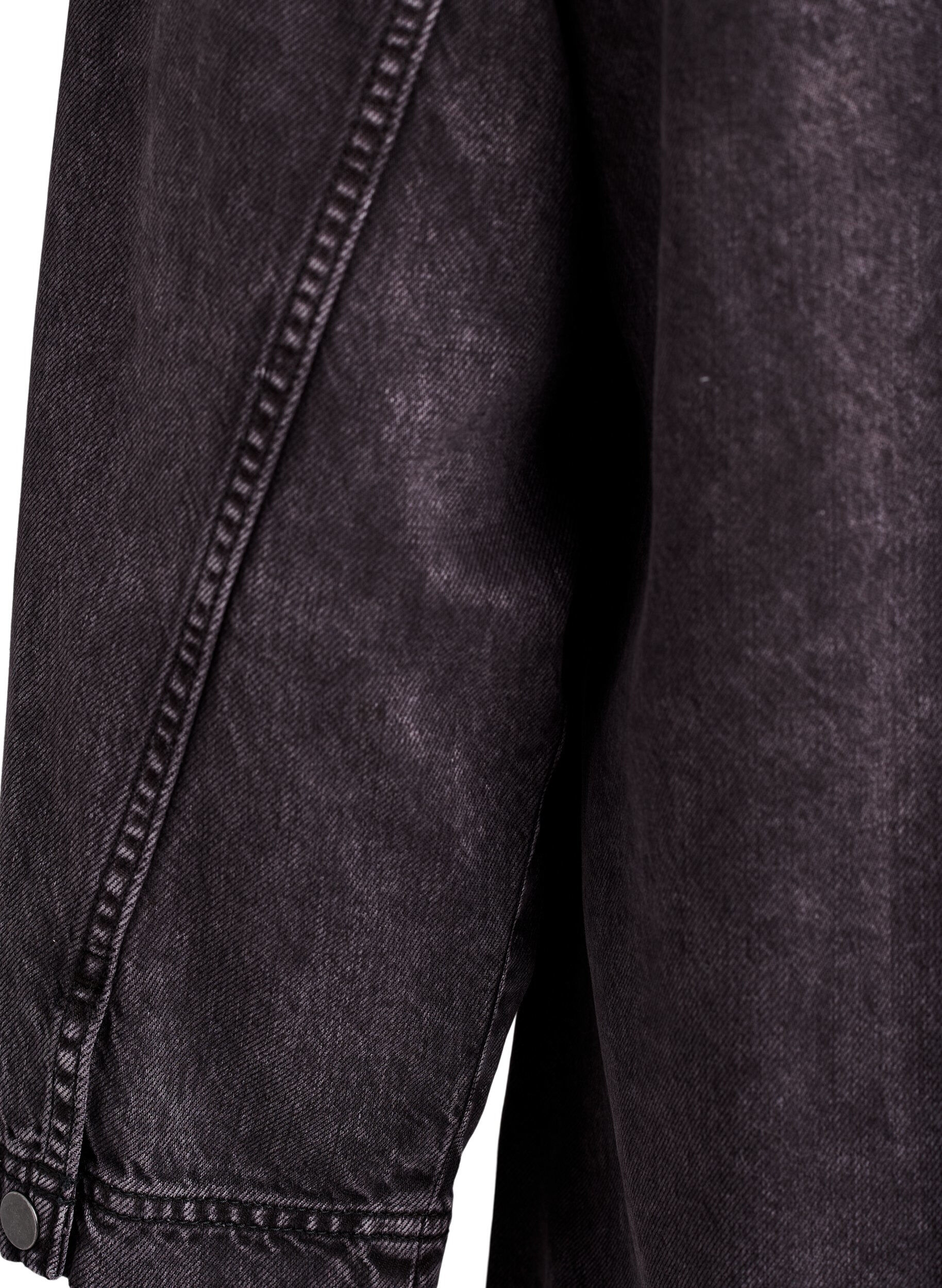 Zizzi Los denimshirt met 3/4-mouwen, Grijs, Packshot image number 3