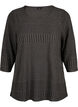 Blouse met driekwartmouwen en een gestreept patroon, Dark Grey Melange, Packshot image number 0