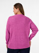 Gem&ecirc;leerde gebreide blouse met ronde hals, Paars, Model image number 2
