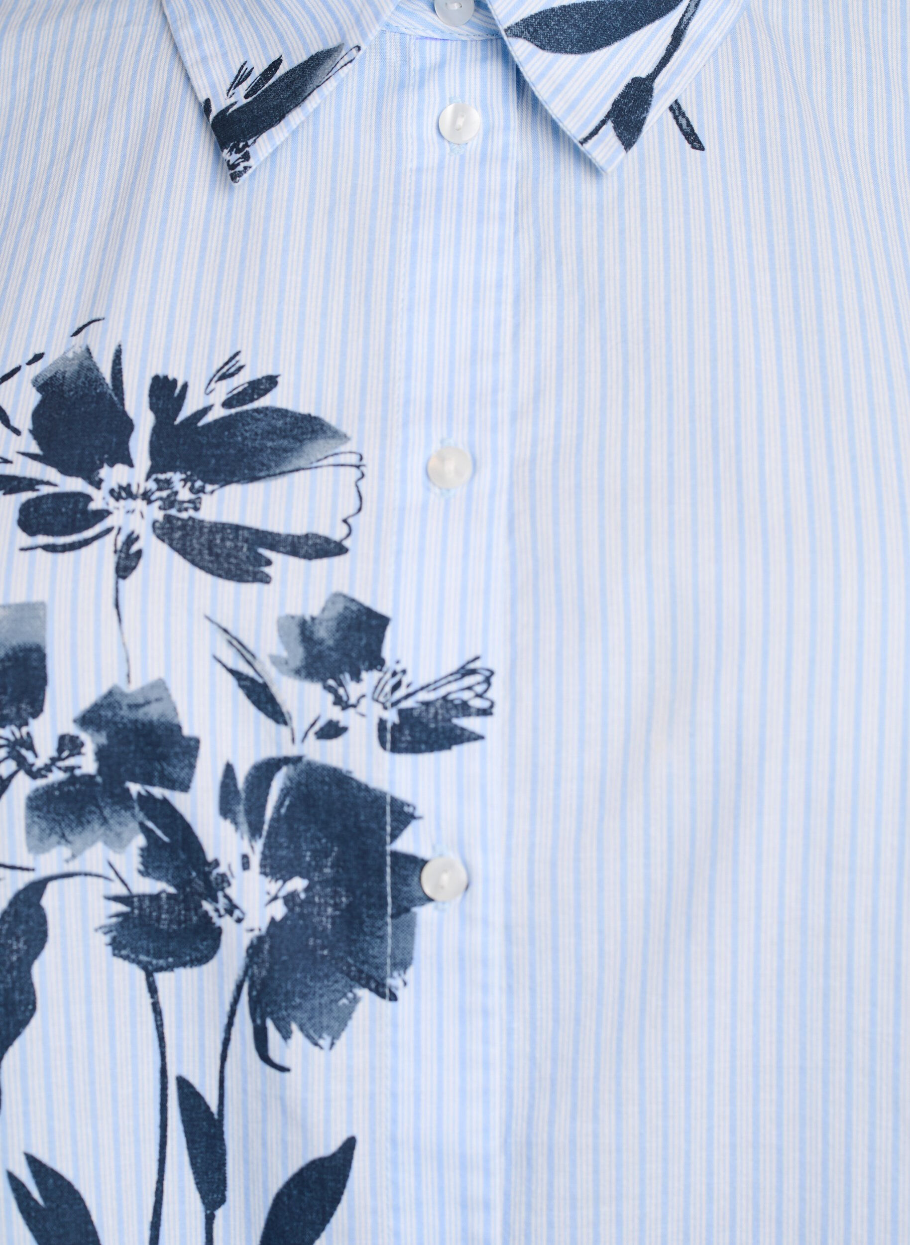 Zizzi Lang shirt met strepen en bloemenprint, Blauw, Packshot image number 2