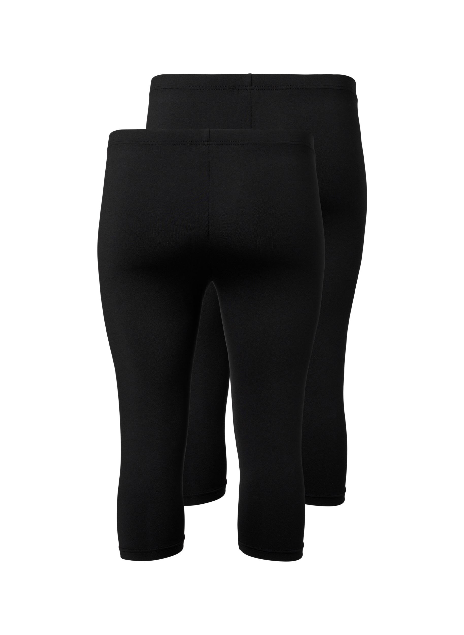 Zizzi 2-pack leggings met 3/4 lengte, Zwart, Packshot image number 1