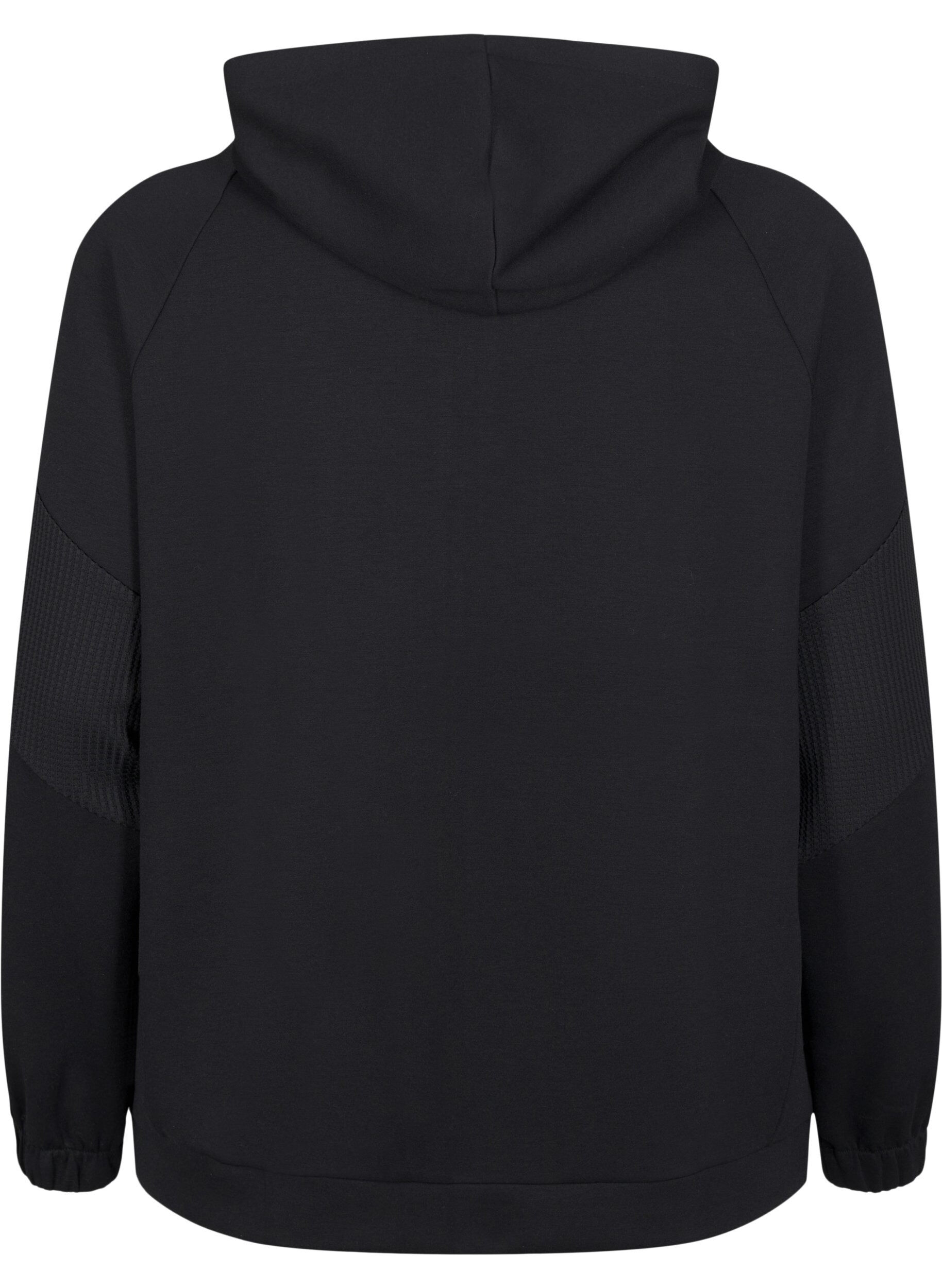Zizzi Capuchon cardigan met zakken, Black, Packshot image number 1
