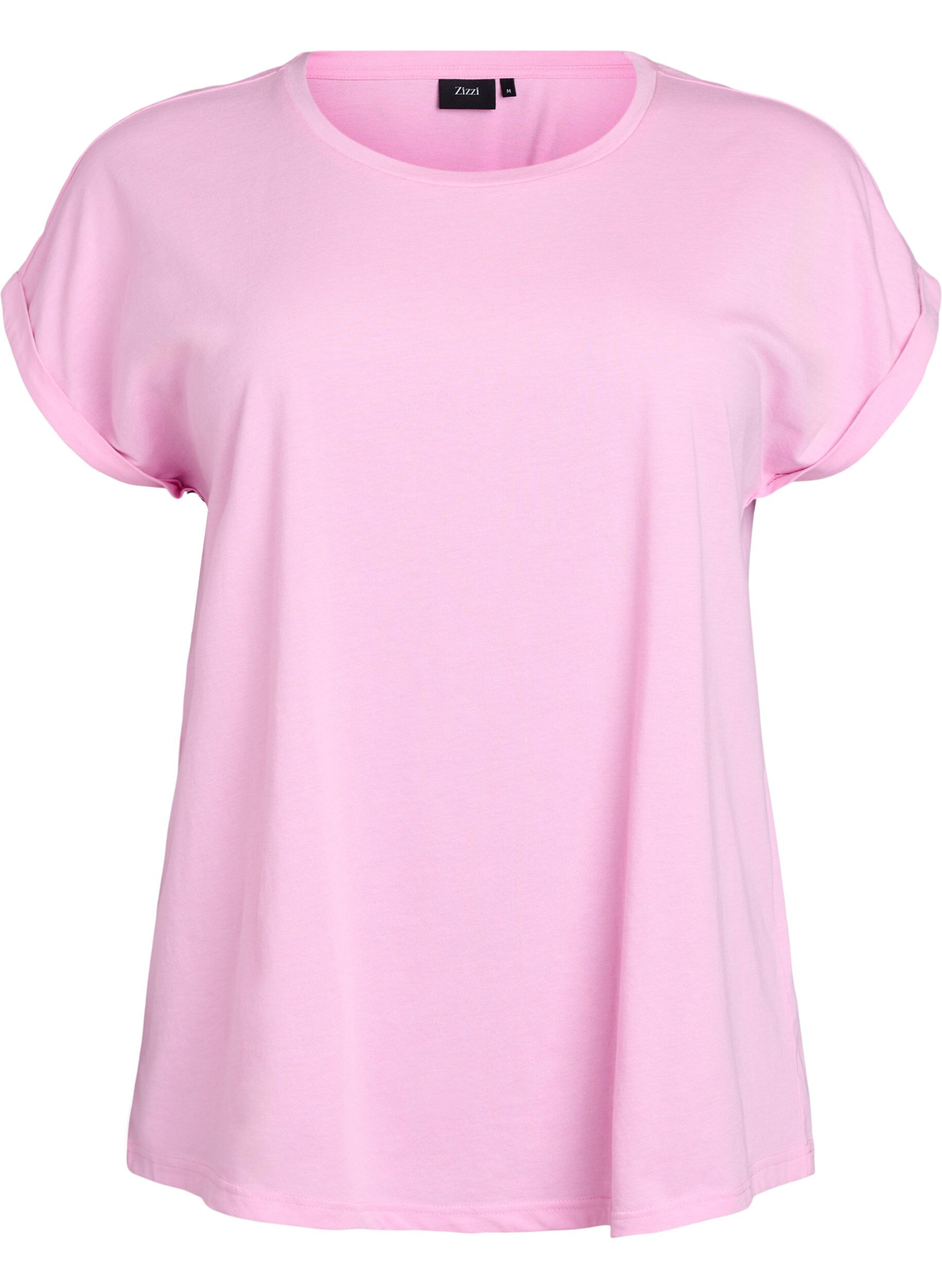 ZizziT-shirt met korte mouwen van katoenmix, Roze, Packshot image number 0