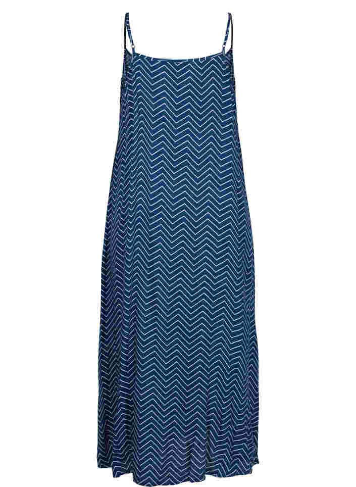 Viscose midi-jurk zonder mouwen, Navy w. White, Packshot image number 1