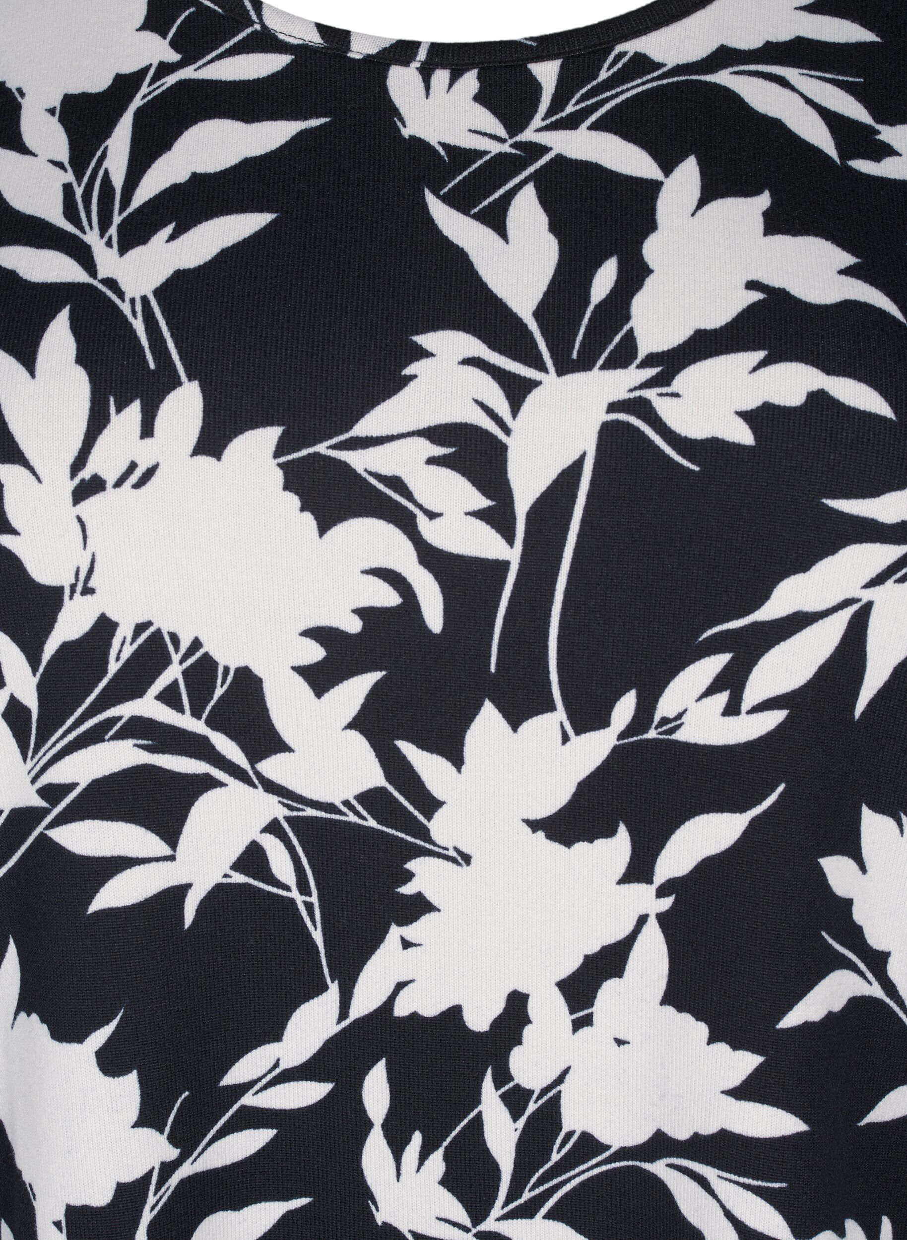 Zizzi Gebloemde blouse met lange mouwen, Blauw, Packshot image number 2